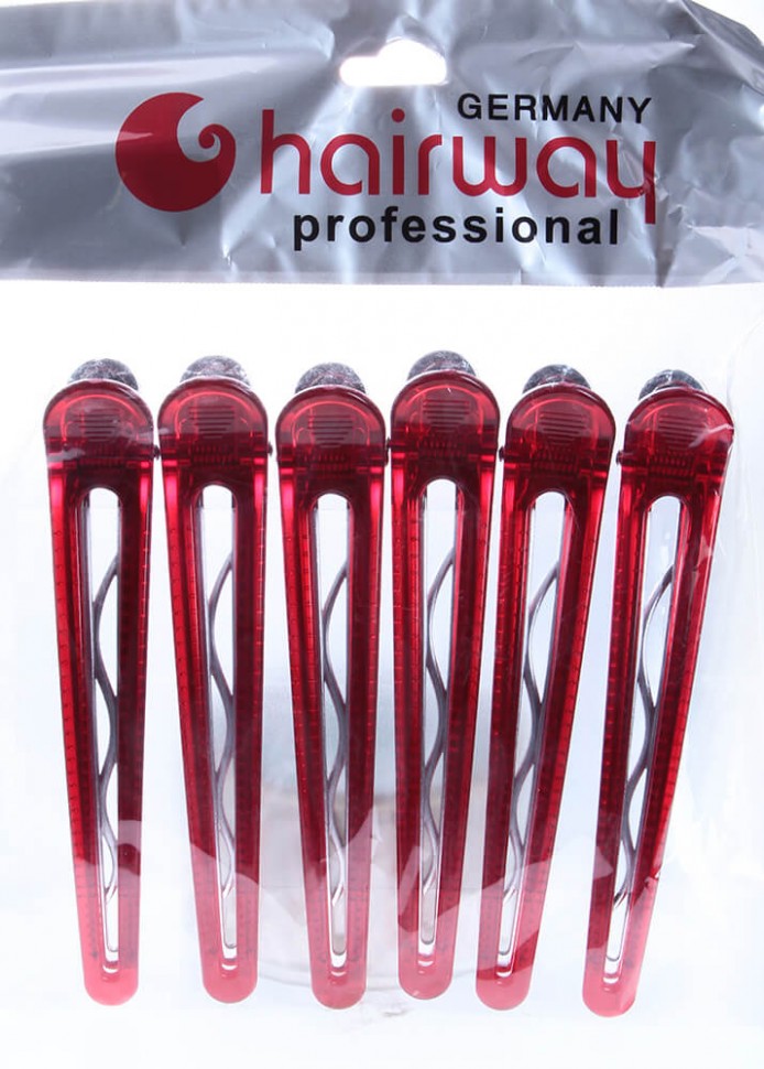 Зажим Hairway металл/пластик цветной 155 мм, 6 шт./уп. 42038