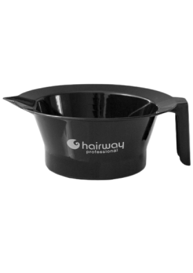 Чаша  Hairway  для краски с ручкой, носиком, резиновое дно, 13,5 см, черная, 200 мл, 15210-02