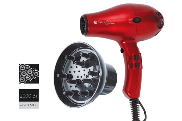 Фен Hairway Phoenix Ionic Compact красный 1800-2000W 03048