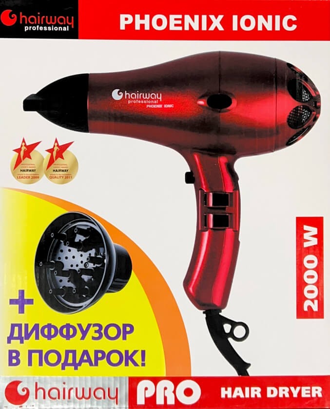 Фен Hairway Phoenix Ionic Compact красный 1800-2000W 03048