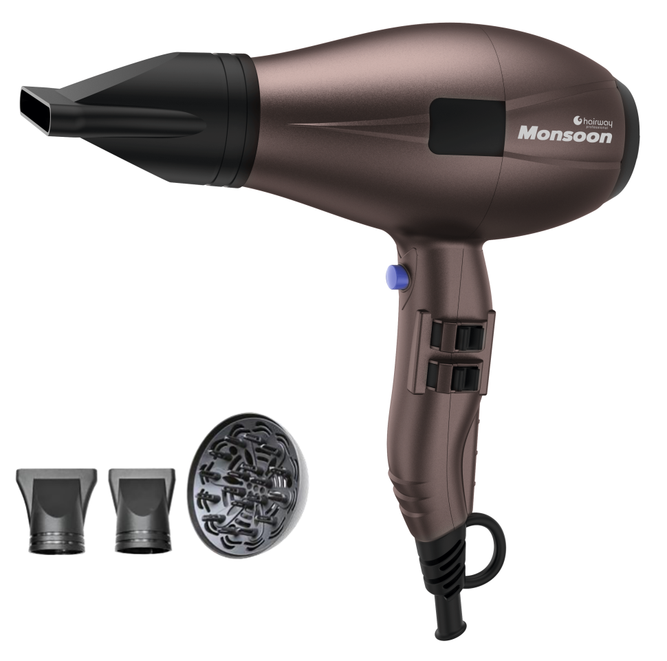 Профессиональный Фен Hairway Monsoon 2400W A028 в комплекте 2 насадки + диффузор 3090